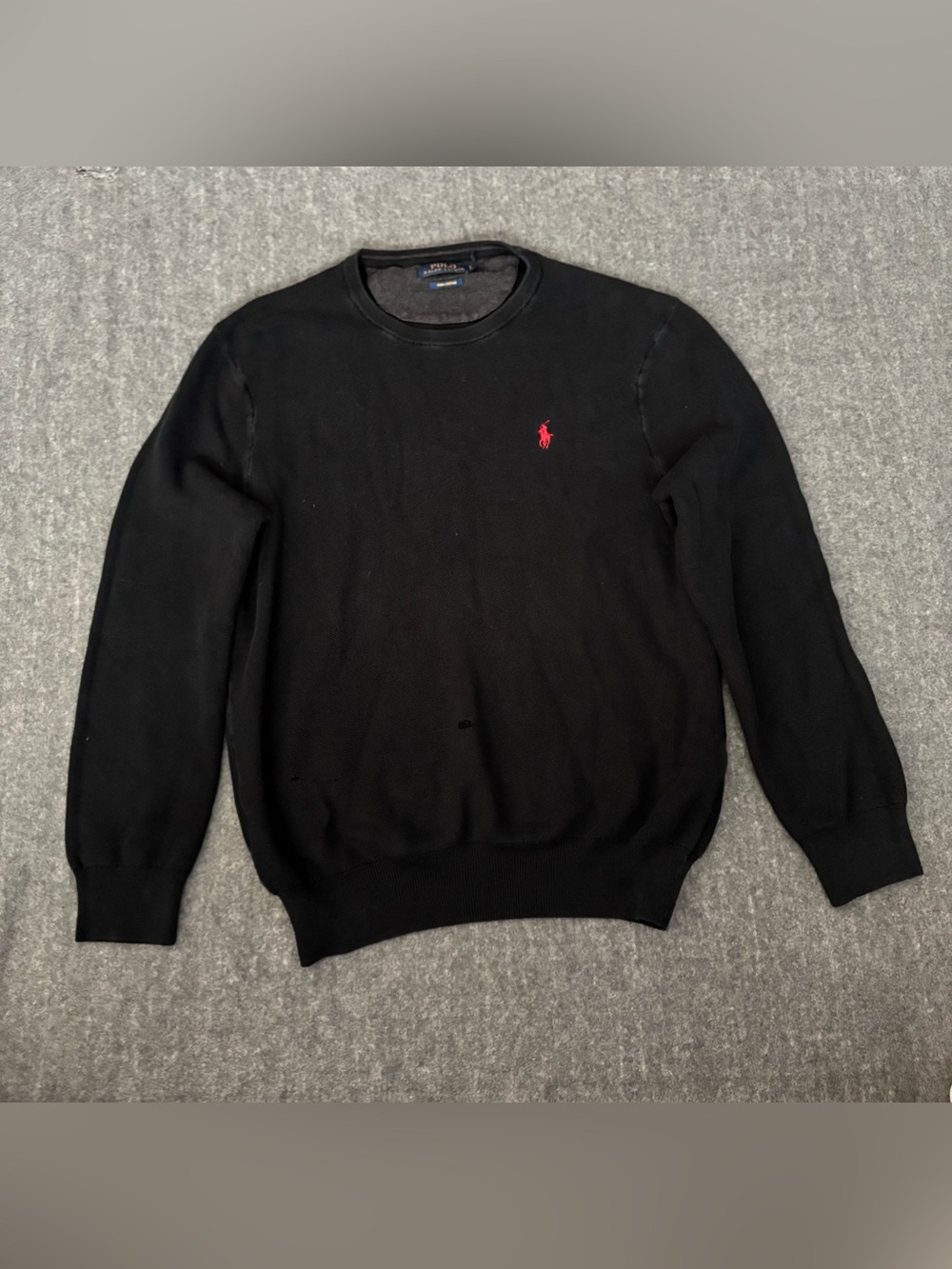 Polo Ralph Lauren black cotton crewneck sweatshirt with red logo sz Large